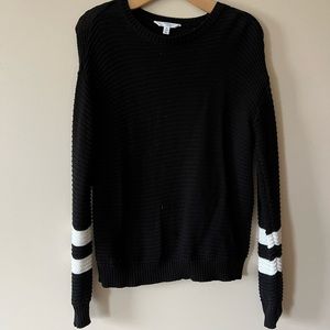 Time and Tru Black Sweater with White Stripes Small
